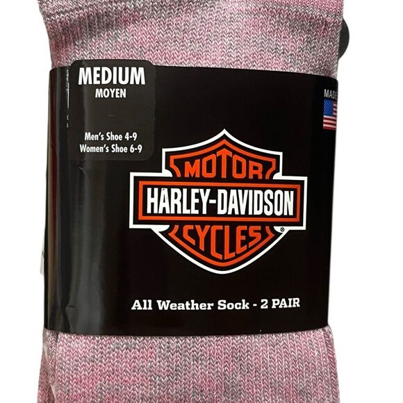 Harley-Davidson Heathered Pink All Weather Socks, 2 Pairs, Size M, NWT - Picture 3 of 5